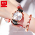 OLEVS Brand Men And Woman's Contracted ultra-thin 1314 Quartz Core waterproof  Leather Strap Watch For Lovers